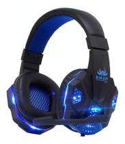 Fone de ouvido over-ear gamer Knup KP-397 preto e azul - Eletrônicos