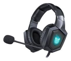 Fone de ouvido over-ear gamer Onikuma K8 preto com luz rgb LED - Alinee