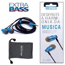 Fone De Ouvido P/ Celular Original Com Microfone Auxilia P2 Estéreo EJX01AZ / EJX02AZ AZUL