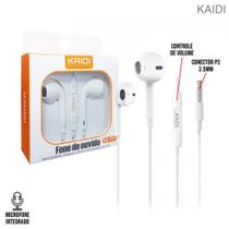 Fone de Ouvido P3 3.5mm Estéreo Auricular com Microfone Ajuste de Volume KD-727 Kaidi - Branco