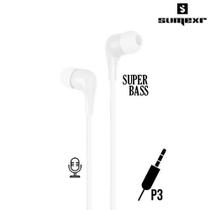 Fone de Ouvido P3 Estéreo Intra Auricular Super Bass Branco - SEJ-B16 - Sumexr