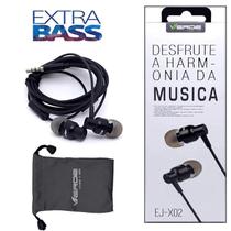 Fone De Ouvido Para Celular Original P2 Estéreo Extra Bass Intra-Auricular EJX02PR Preto