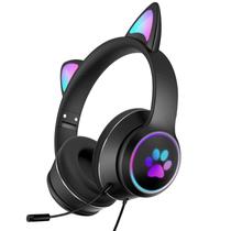 Fone de ouvido para jogos Atrasee HT11 Black Cat Ear para PS4 PC PS5 Xbox