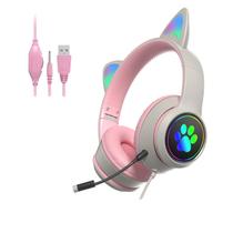 Fone de ouvido para jogos com fio Fones de ouvido Cat Ear pa