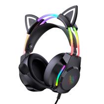 Fone de ouvido para jogos ONITOON com microfone Cat Ear PC PS4 PS5 Xbox