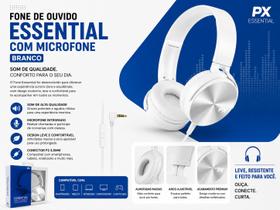 Fone de Ouvido PIX Essential Com Microfone Som Estéreo Cabo Flat Branco Fone de Ouvido PIX Essential Com Microfone Som Estéreo Cabo Flat Branco