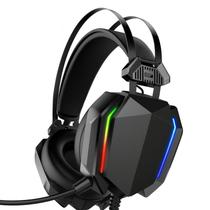 Fone de Ouvido Preto Headset Gamer com Fio Led e Microfone