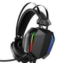 Fone De Ouvido Preto Headset Gamer Com Fio Led E Microfone