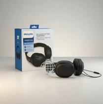 Fone De Ouvido Preto Philips TAH2005 Adaptador P10 confortável com microfone preto.