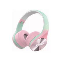 Fone de ouvido s/ fio bluetooth graves extras lehmox lef-1060 verde/rosa