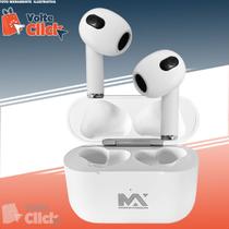 Fone de Ouvido Sem Fio Bluetooth 5.0 Branco Intra Auricular Touch Anti Ruído Estéreo Graves Potentes