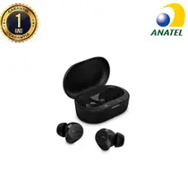 Fone de Ouvido sem Fio Bluetooth Caminhada Academia Bateria 18hs Preto Philips TAT1209 Original
