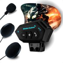 Fone de ouvido Sem fio Com Microfone Capacete Intercomunicador BT12 Fone para moto