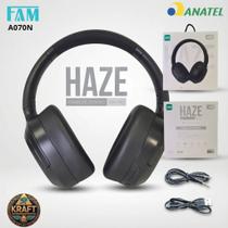 Fone de Ouvido Sem Fio FAM HAZE A070N Cancelamento de Ruídos Headphone Bluetooth 5.0 Bateria 60Horas Cor Preto