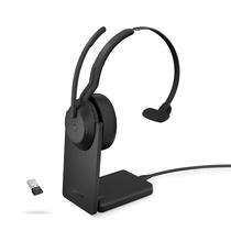 Fone de ouvido sem fio Jabra Evolve2 55 Mono com suporte de carregamento preto