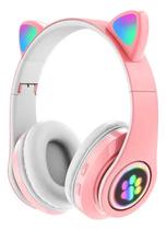 Fone De Ouvido Sem Fio Orelhas De Gato 8 Cores De Led Rosa ou Roxo Fone De Ouvido Sem Fio Orelhas De Gato 8 Cores De Led Rosa ou Roxo