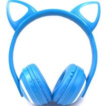 Fone de Ouvido Sem Fio Orelhas de Gato com 7 Cores de LED AZUL