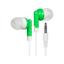 Fone de Ouvido Simples com Fio sem Microfone Branco com Verde