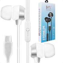 Fone De Ouvido Tipo C Anti Ruído Extra Bass Com Microfone Preto Botão Para Atender Celular