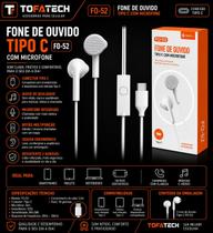 Fone de Ouvido Tipo C PMCELL FO-52 com Microfone para Android USB-C