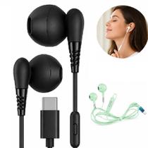 Fone de ouvido usb-c tipo c intra auricular com microfone redução de ruído super bass estéreo universal multiuso