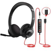 Fone de ouvido USB JIAMQISHI EH01 com microfone para PC preto Fone de ouvido USB JIAMQISHI EH01 com microfone para PC preto