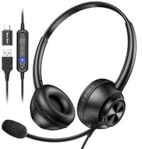 Fone de ouvido USB New bee com microfone para PC com fio USB-A e USB-C Fone de ouvido USB New bee com microfone para PC com fio USB-A e USB-C