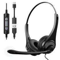 Fone de ouvido USB Voistek com microfone para laptop/PC com fio Fone de ouvido USB Voistek com microfone para laptop/PC com fio