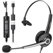 Fone de ouvido USB Wantek Monaural com microfone com cancelamento de ruído