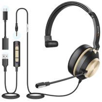 Fone de ouvido USB Wantek Type-C/USB/3,5 mm Jack 3 em 1 com microfone