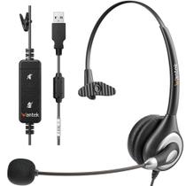 Fone de ouvido USB Wantek UC600 Mono com microfone com cancelamento de ruído
