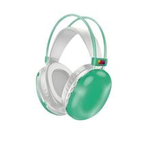 Fone de Ouvido Verde Sem Fio Recarregável USB LED RGB Earpads Confortáveis e Microfone Embutido Bluetooth Som HD