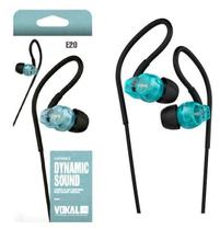 Fone de Ouvido Vokal In Ear E20 Azul com Plug Stereo Controle de Volume e Compatível com Smartphones