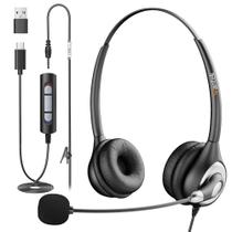 Fone de ouvido Wantek USB-C Over-Ear com microfone para PC