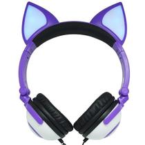 Fone Exbom Gatinho Roxo Com Led Hf-C30