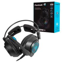 Fone Gamer Headset Com Design Ergonômico Conexão Usb + P2 Com Led Rgb Confortável Fortrek Vickers Alta Qualidade Cabo 2,1M Têxtil