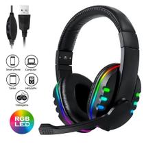 Fone Gamer Led RGB Headset Com Microfone USB e P2 Para PC Computador