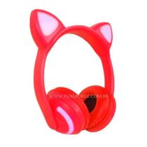 Fone Gatinho 7 Cores De Led Sem Fio Com Microfone Vermelho