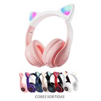 Fone Gatinho Bluetooth Infantil Led Para Meninas Sem Fio