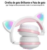 Fone Gatinho Led Orelha Infantil Headphone