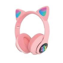 Fone Gatinho LED RGB Bluetooth Dobrável Headset Cute Para Crianças e Gamers Várias Cores -
