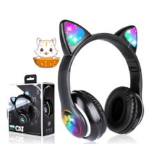 Fone Gatinho Sem Fio Bluetooth Infantil Gato Led Dobrável - CAT EAR