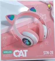 Fone Gatinho Sem Fio Com Led Bluetooth Infantil Meninas rosa