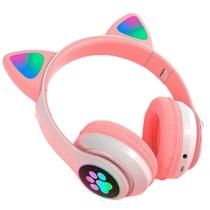 Fone Gatinho Sem Fio Headset Bluetooth Orelha Gato Led Kpop Criança Infantil Over-ear Headphone Cat