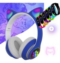 Fone Gattinho Infantil Led Menina Menino C/ Pulseira Digital - CAT EAR