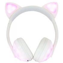 Fone Headphone Bluetooth Com Orelhas De Gato LED Branco Led