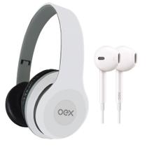 Fone Headser + Fone Ouvido Auricular Oex Hf 100 Branco