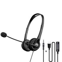 Fone Headset Biauricular Microfone Conexão P2 4 vias + Adaptador USB com Mudo Fone Headset Biauricular Microfone Conexão P2 4 vias + Adaptador USB com Mudo