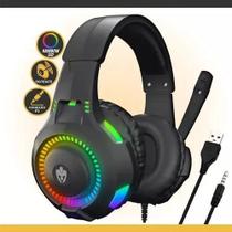 Fone Headset Gamer C/ Luz Led P/ Celular Cor Preto Cor da luz Rainbow