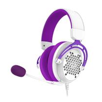 Fone headset gamer diomedes h388-wp 3.5mm redragon branco com roxo